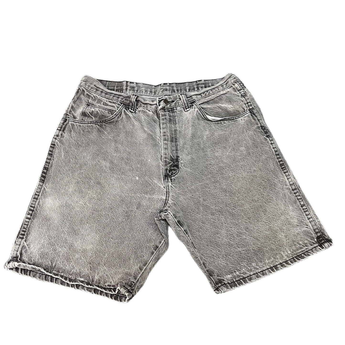 Vtg Wrangler Authentic Jean Shorts Fits as Men XL 34" Waist Gray Denim Acid Wash