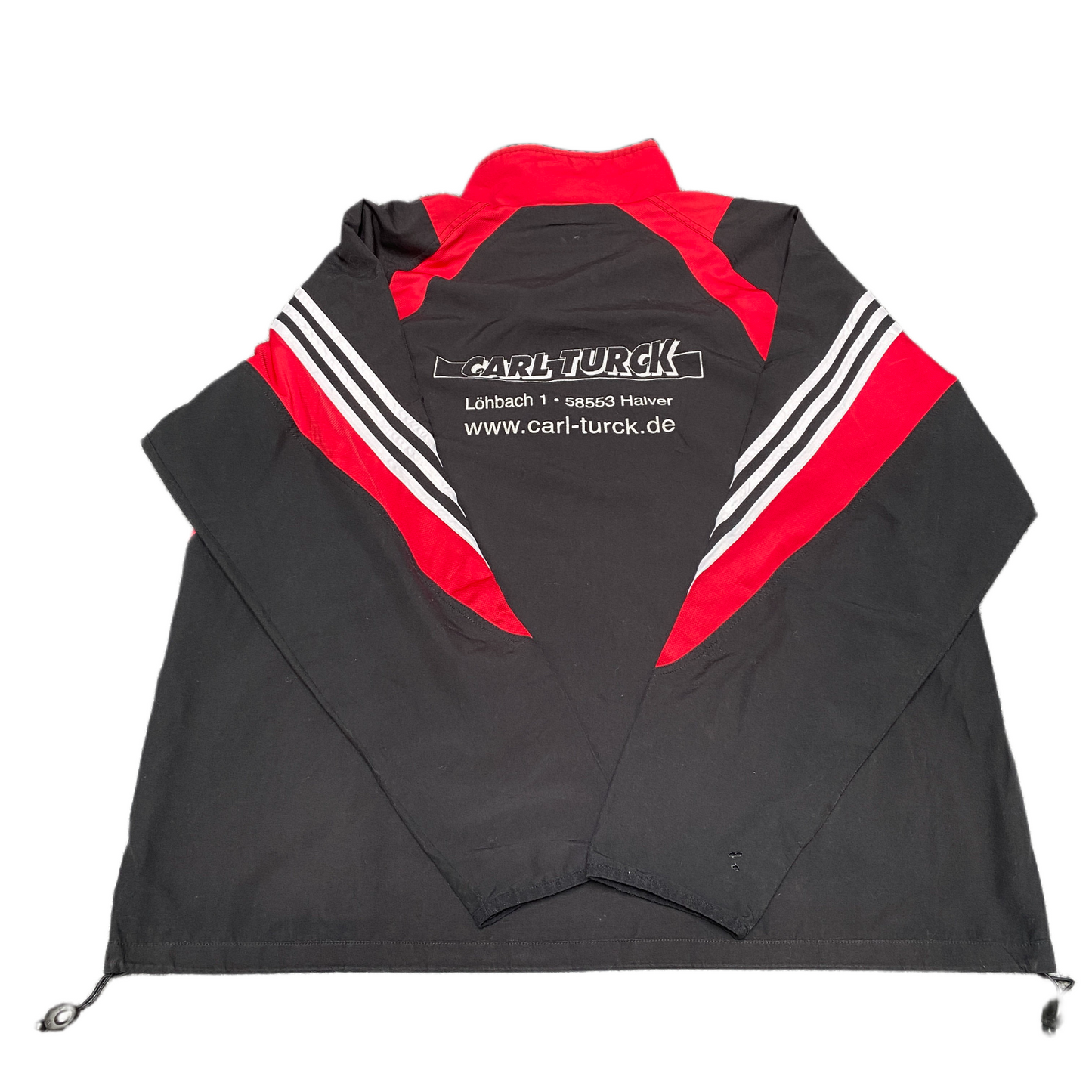Adidas CVJM Halver Track Jacket Men XL Red Black Mesh Lined Embroidered Full Zip