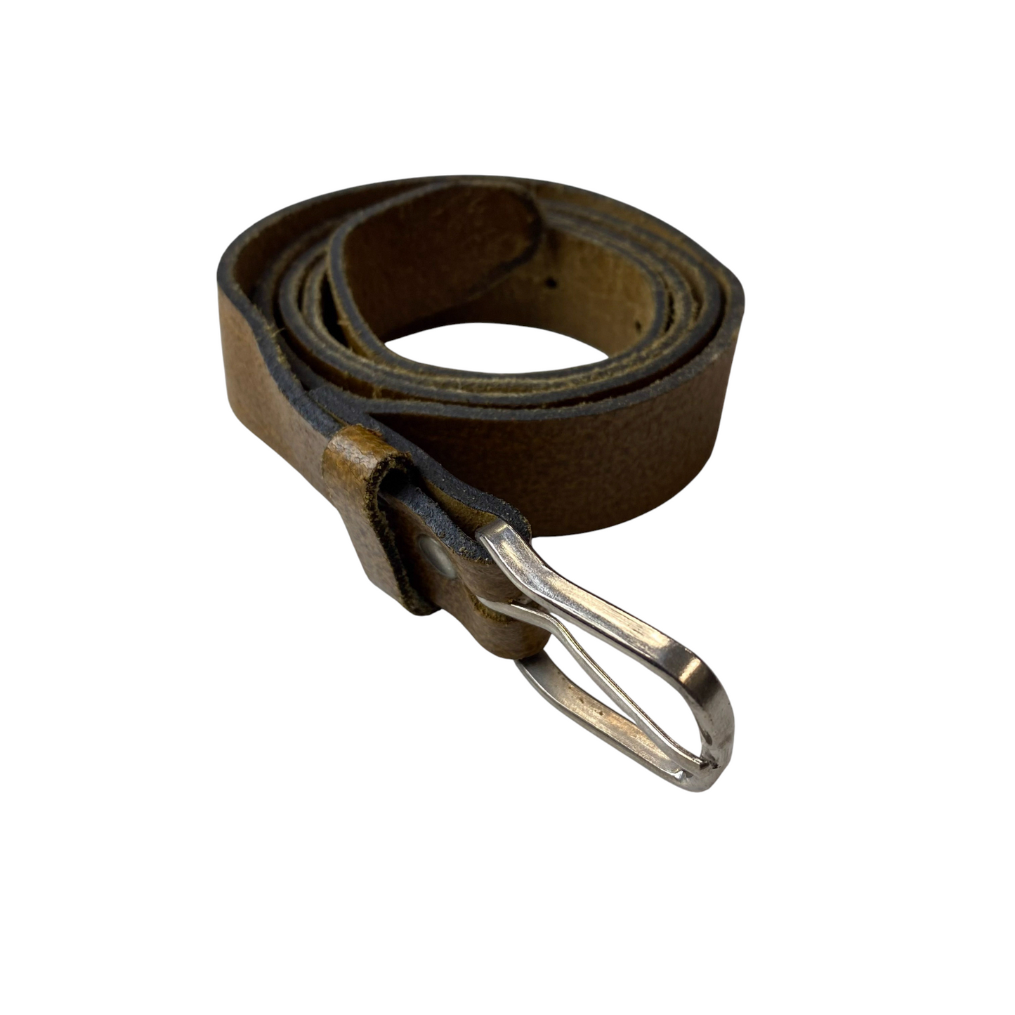 Vintage Yves 6107125 Waist Belt Mens Brown Leather Silver Pin Buckle Size 38