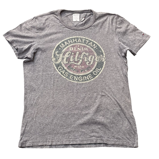 Hilfiger Denim T Shirt Mens Large Grey Heather Short Sleeve Crew Neck Pullover