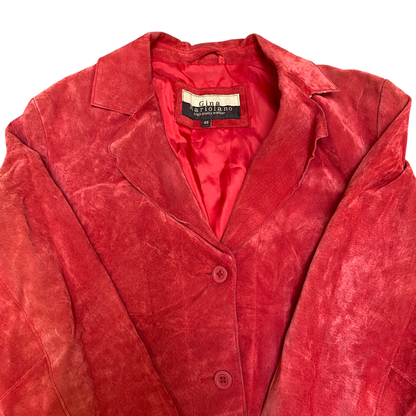 Gina Mariolano Genuine Leather Blazer Jacket Womens Medium Red Single Breasted