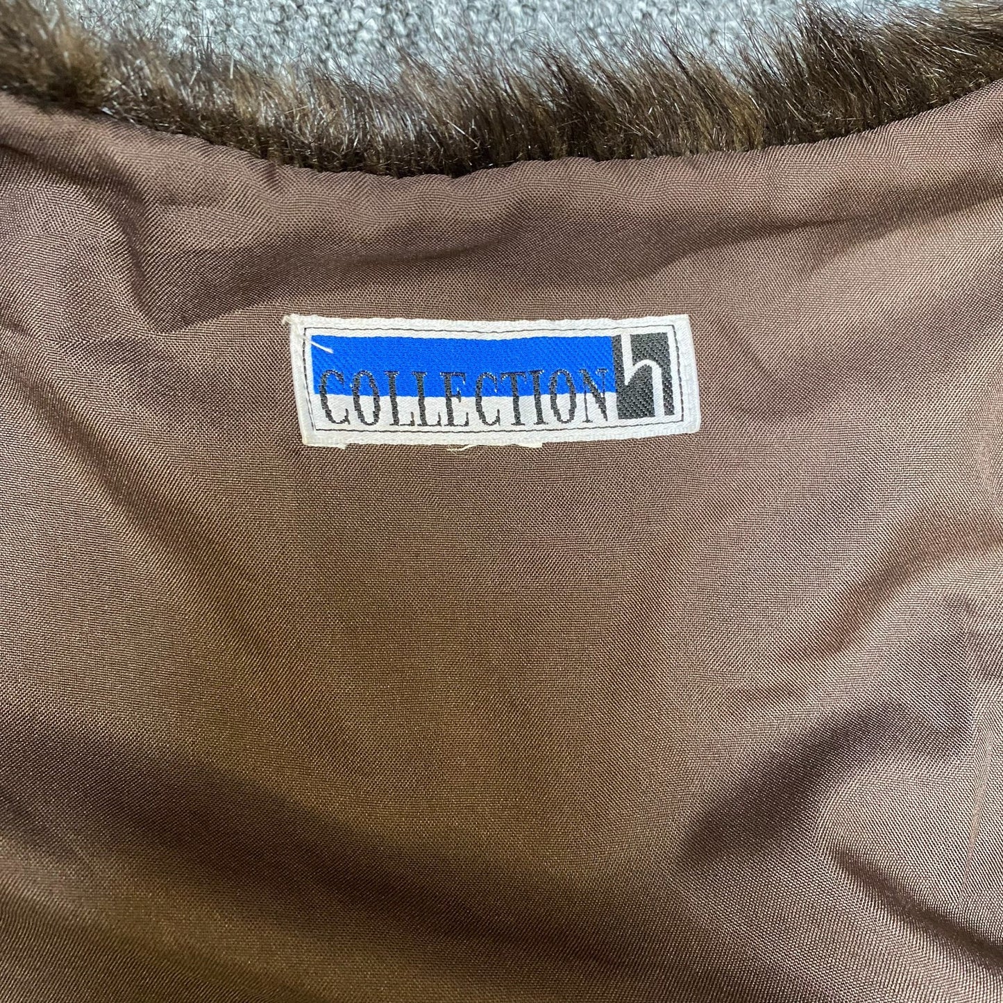 Collection Faux Fur Vest Womens Large Brown Lined Pockets Sleeveless Open Front