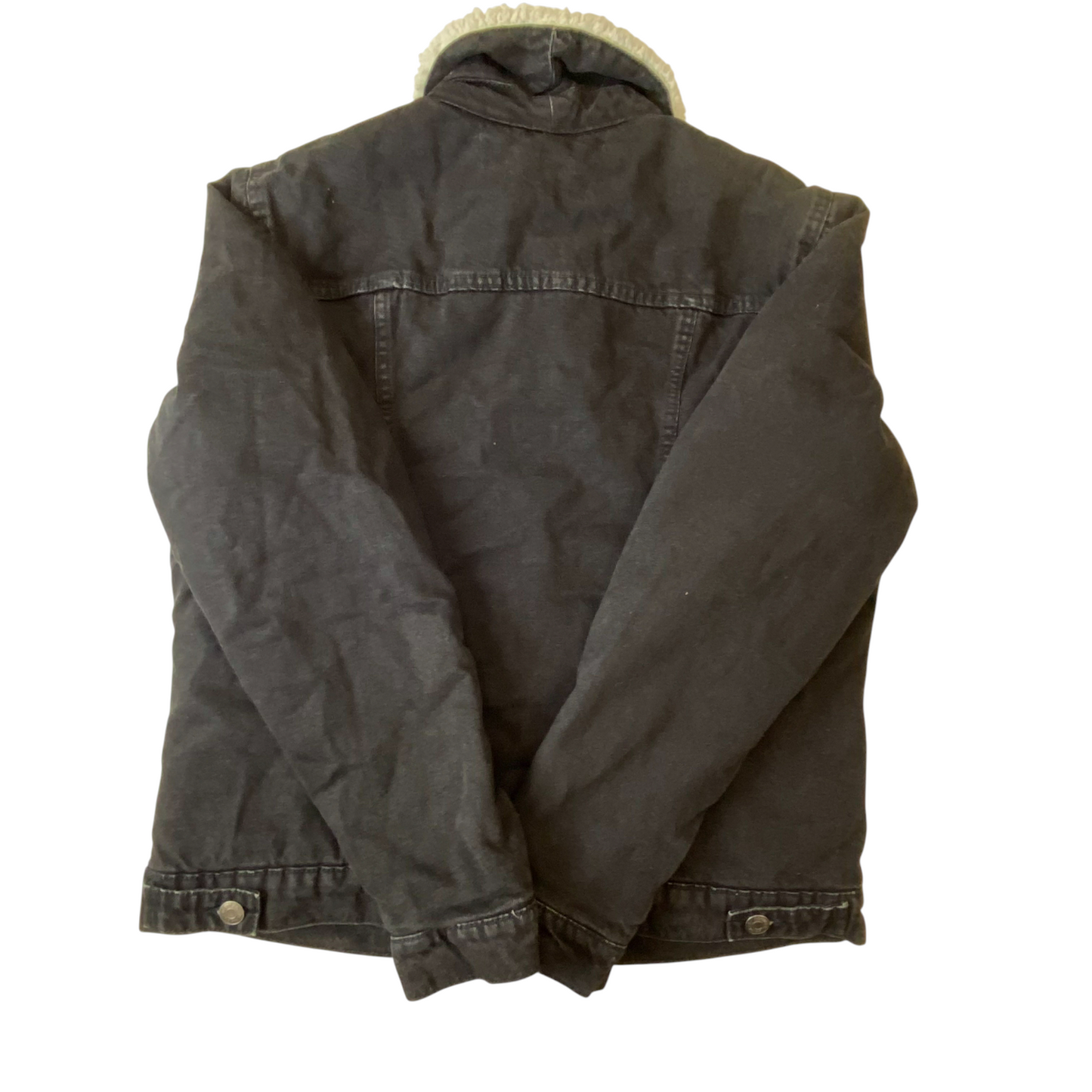 Primark Trucker Jacket Womens Medium Black Sherpa Lined Collared Button Front