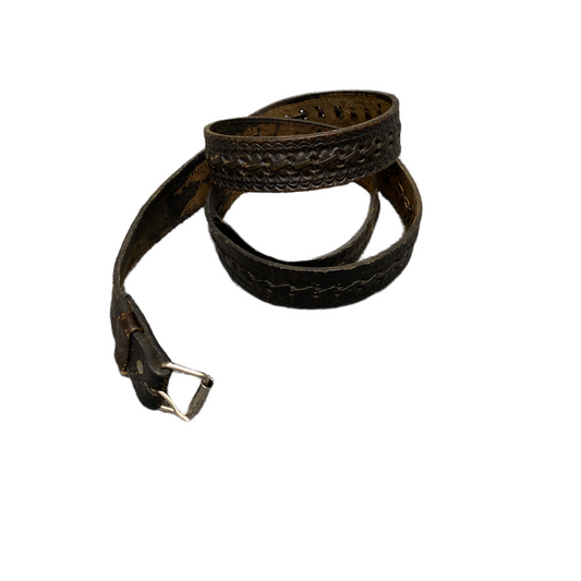 Western Belt Mens Brown Leather Adjustable Silver Roller Buckle 43.5 Inches