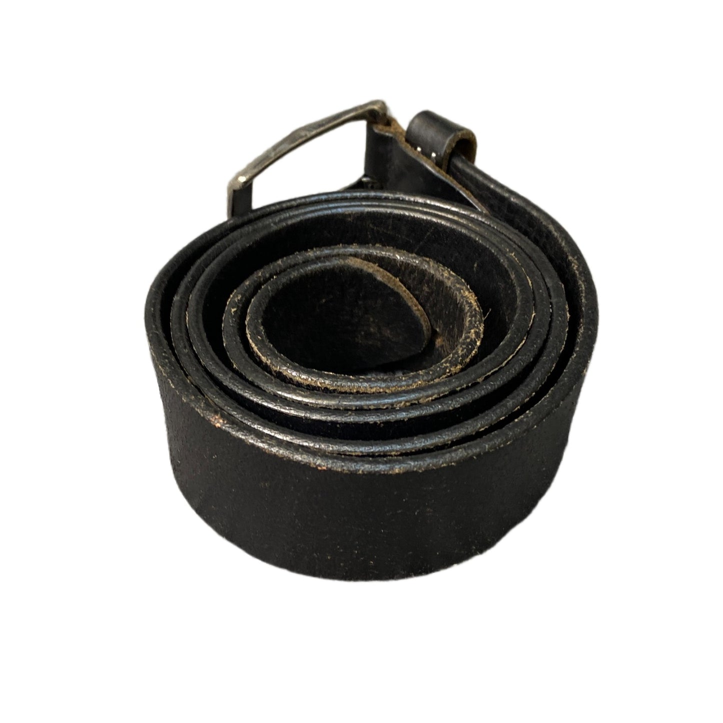 Waist Belt Mens Black Real Leather Adjustable Classic Silver Buckle 48.5 Inches