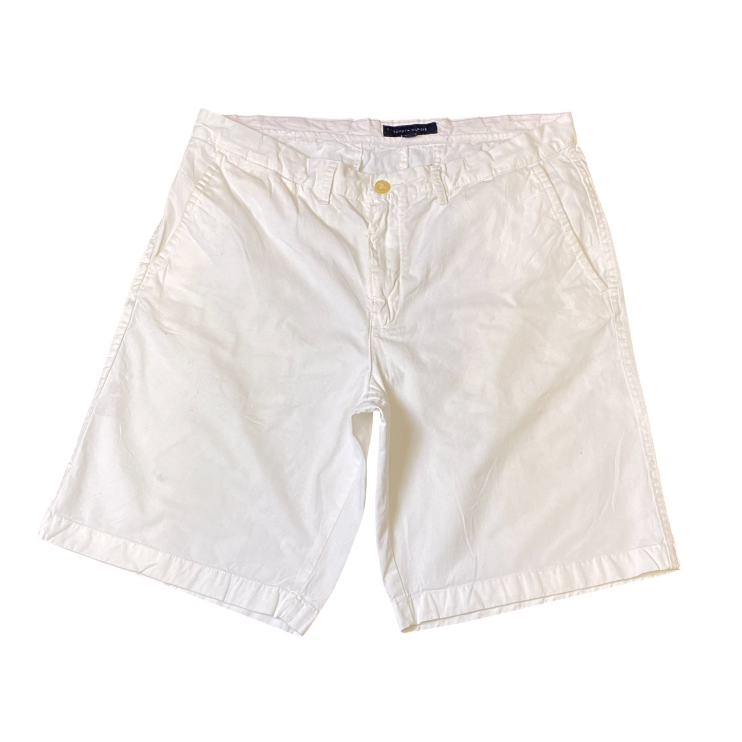 Tommy Hilfiger Chino Shorts Mens 27W 8L White Classic Stretch Flat Front Preppy