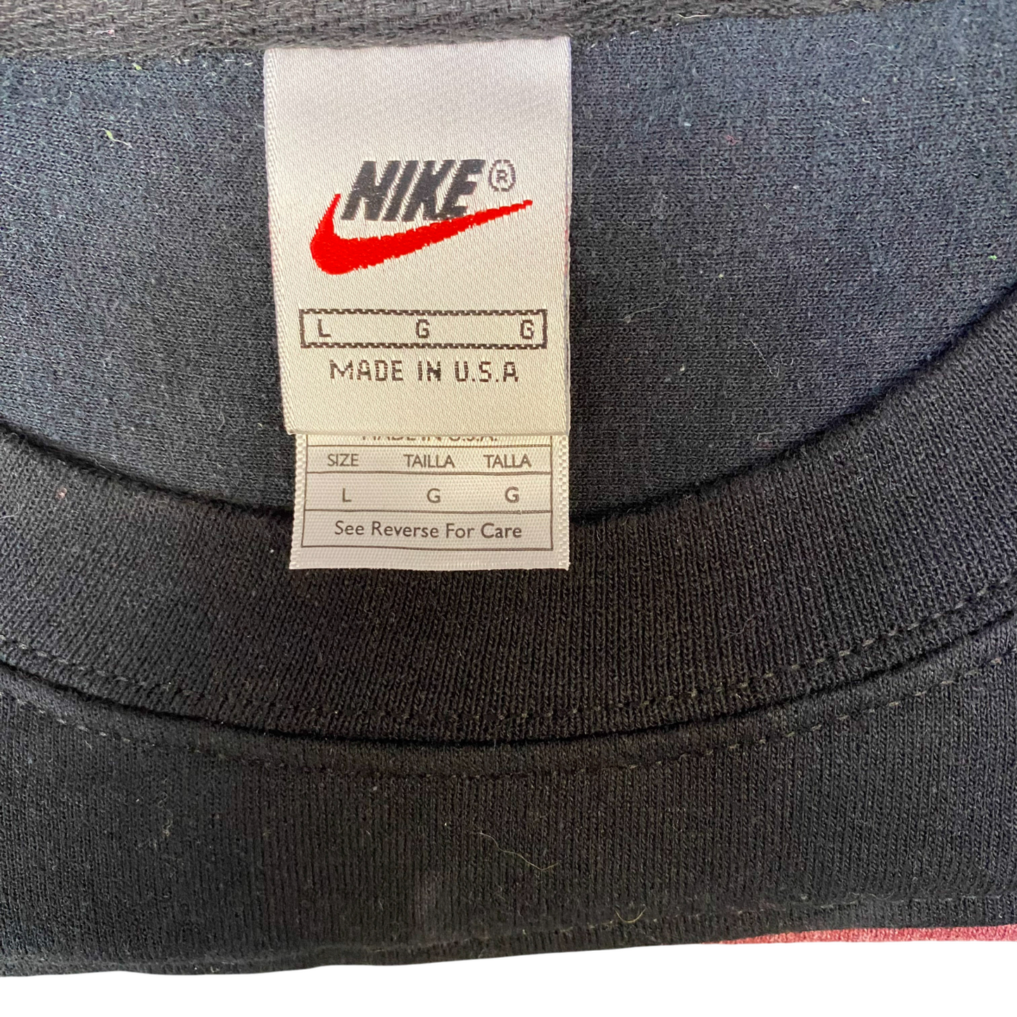 Nike Reworked Sweatshirt Mens Large Black Pink Embroidered Spell Out Logo Y2K