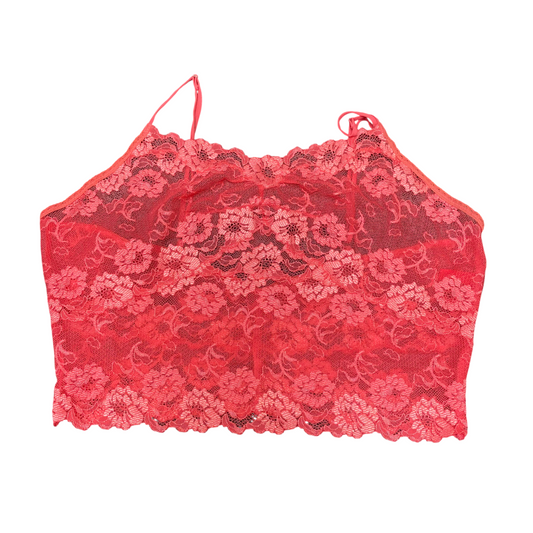 Womens Bralette S Red Lace Floral Sheer Sexy Backless Non Wired Spaghetti Strap