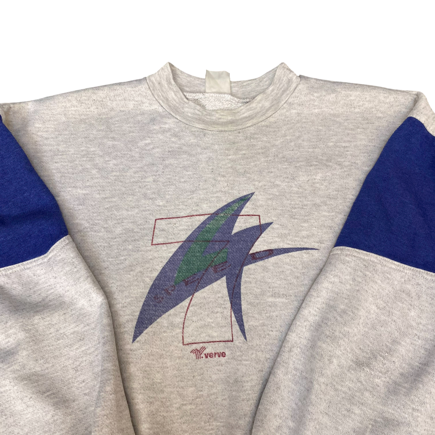 Verve Speed Sweatshirt Womens Large Grey Blue Long Sleeve Crew Neck Pullover