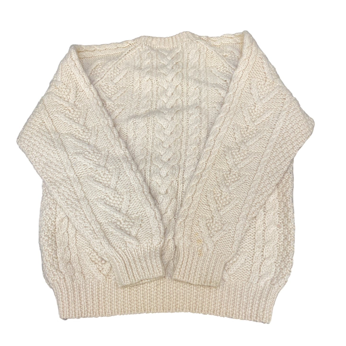 Flashup Super Basic Jumper Womens Medium Cream Cable Knit Long Sleeve Crewneck