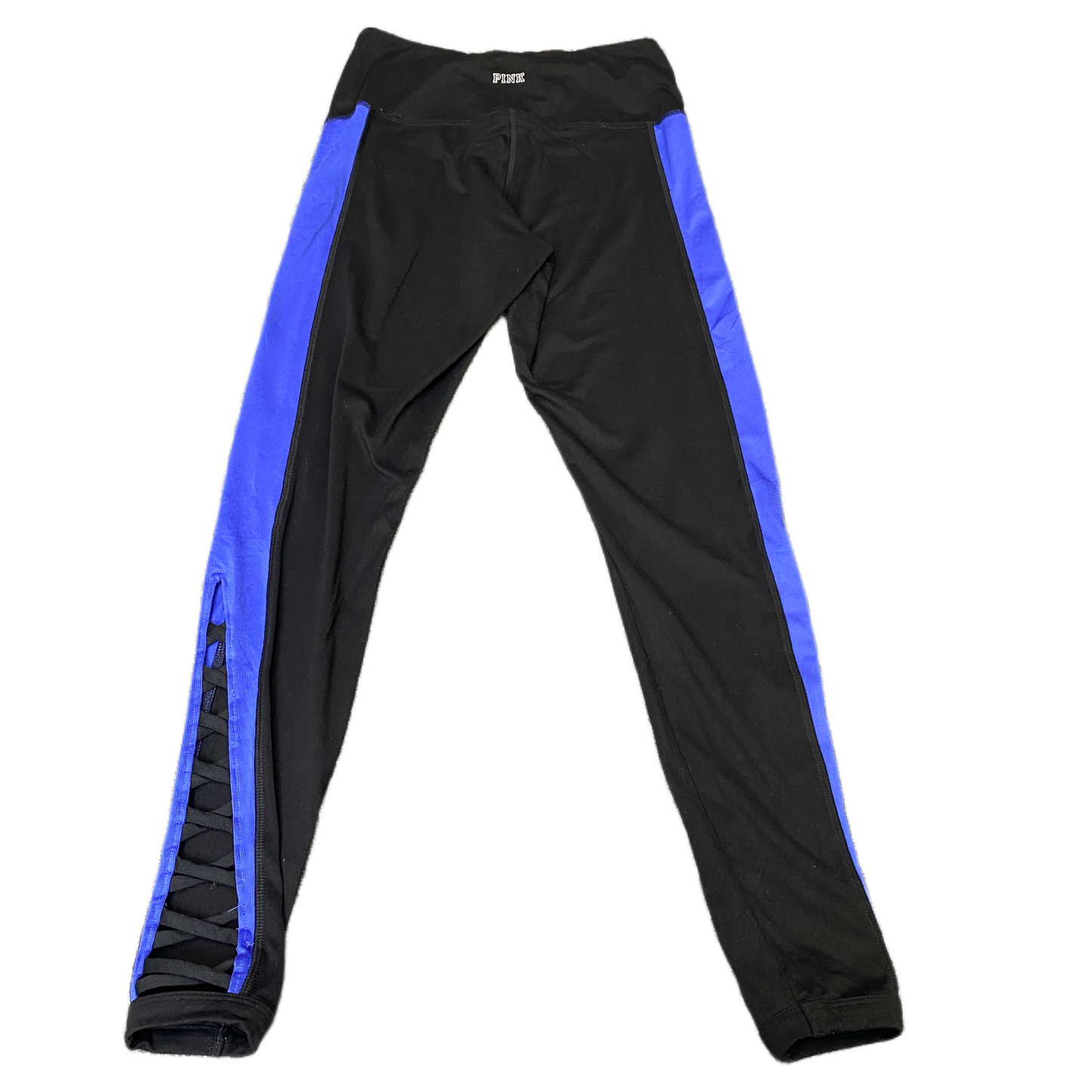Victoria's Secret PINK Ultimate Leggings Womens Small Black Blue Ankle Lace Up