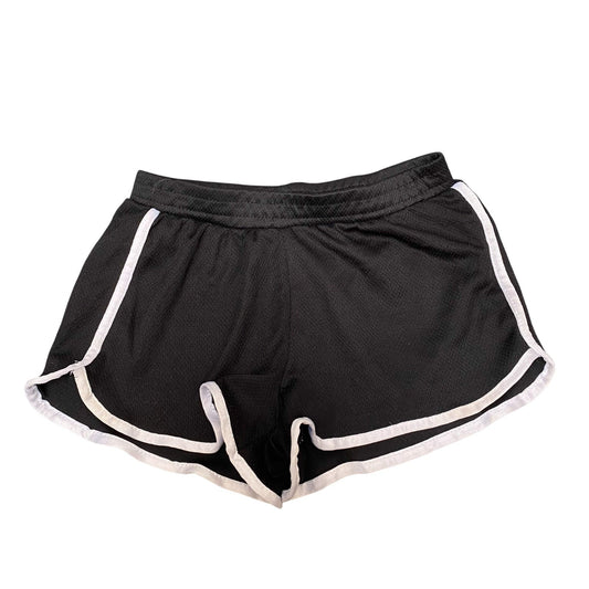 Derek Heart Sprinter Shorts Womens Small Black Mesh Gym Training Elastic Waist