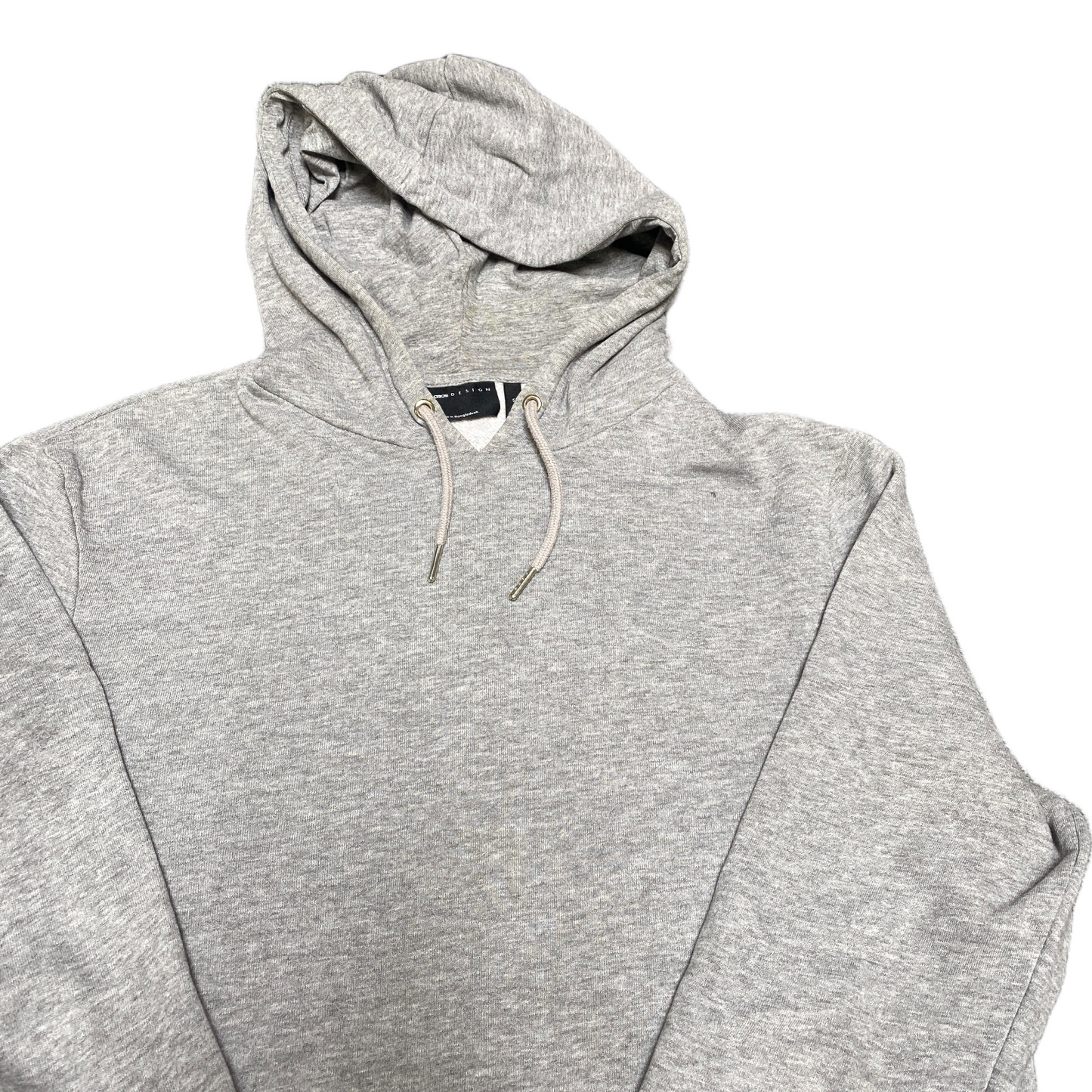 ASOS Design Hoodie Women Medium Grey Heather Ribbed Hem Raglan Sleeve Drawstring