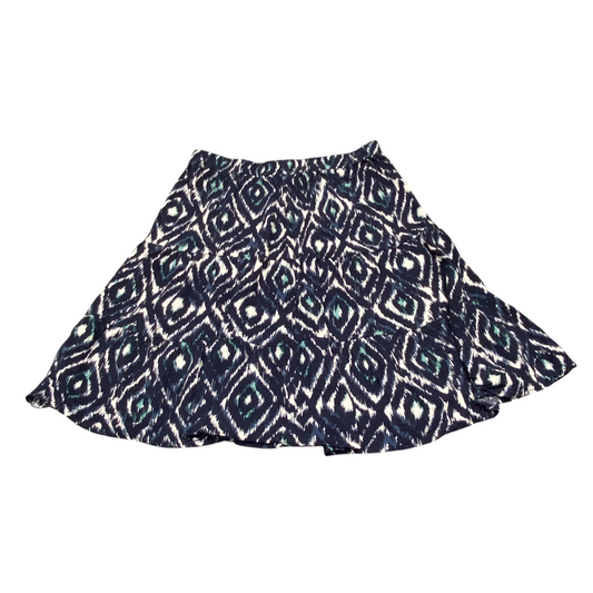 Janina Fit & Flare Skirt Womens M White Black Aztec Print Tiered Elastic Waist