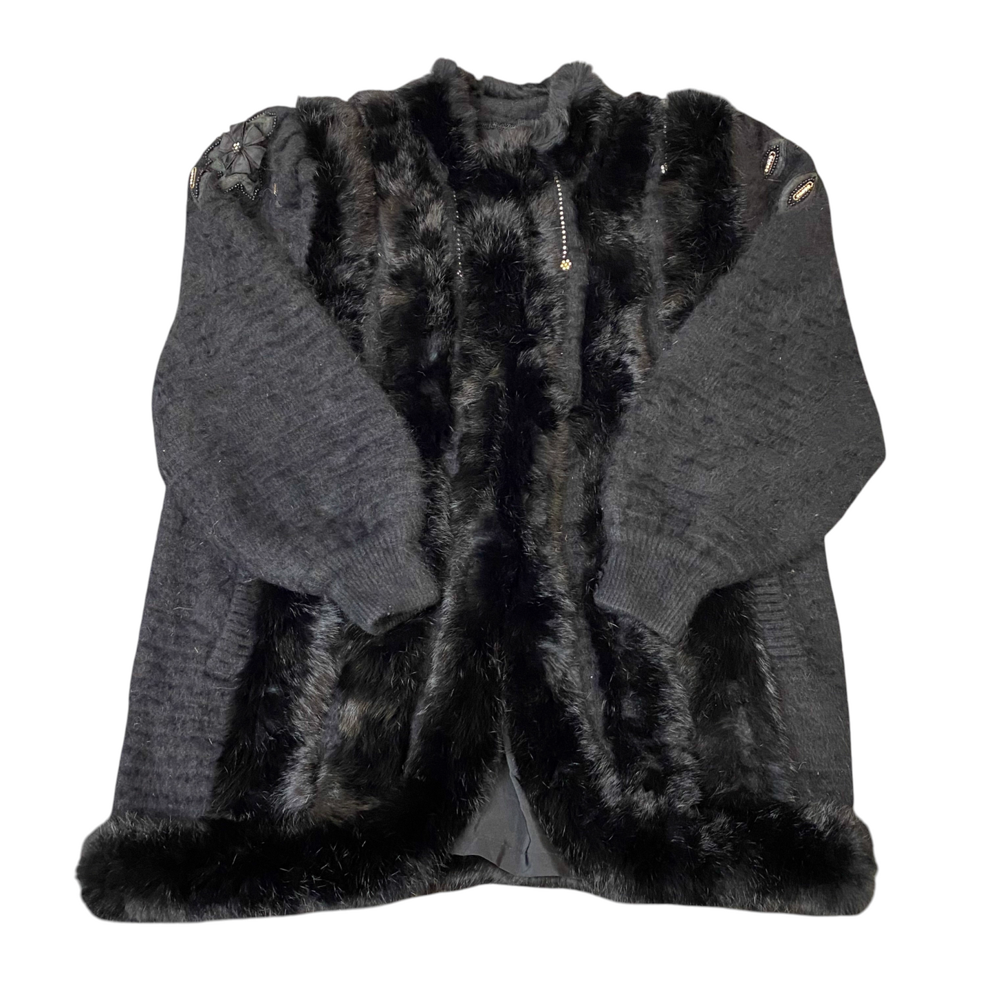 Womens Faux Fur Jacket XL Black Fully Lined Soft Cozy Warm Winter Long Sleeve