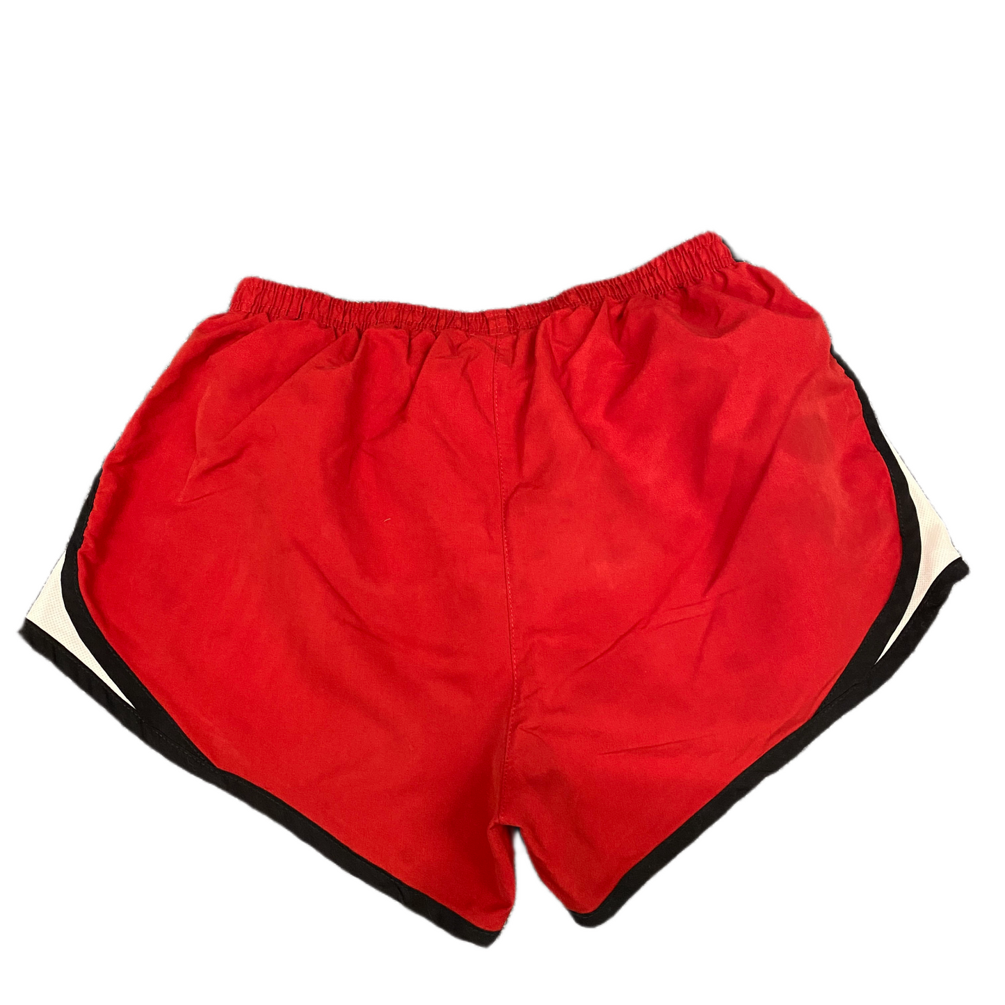 Running Shorts Womens S 26" Waist Red White Mesh Panel Dolphin Hem Elastic Waist