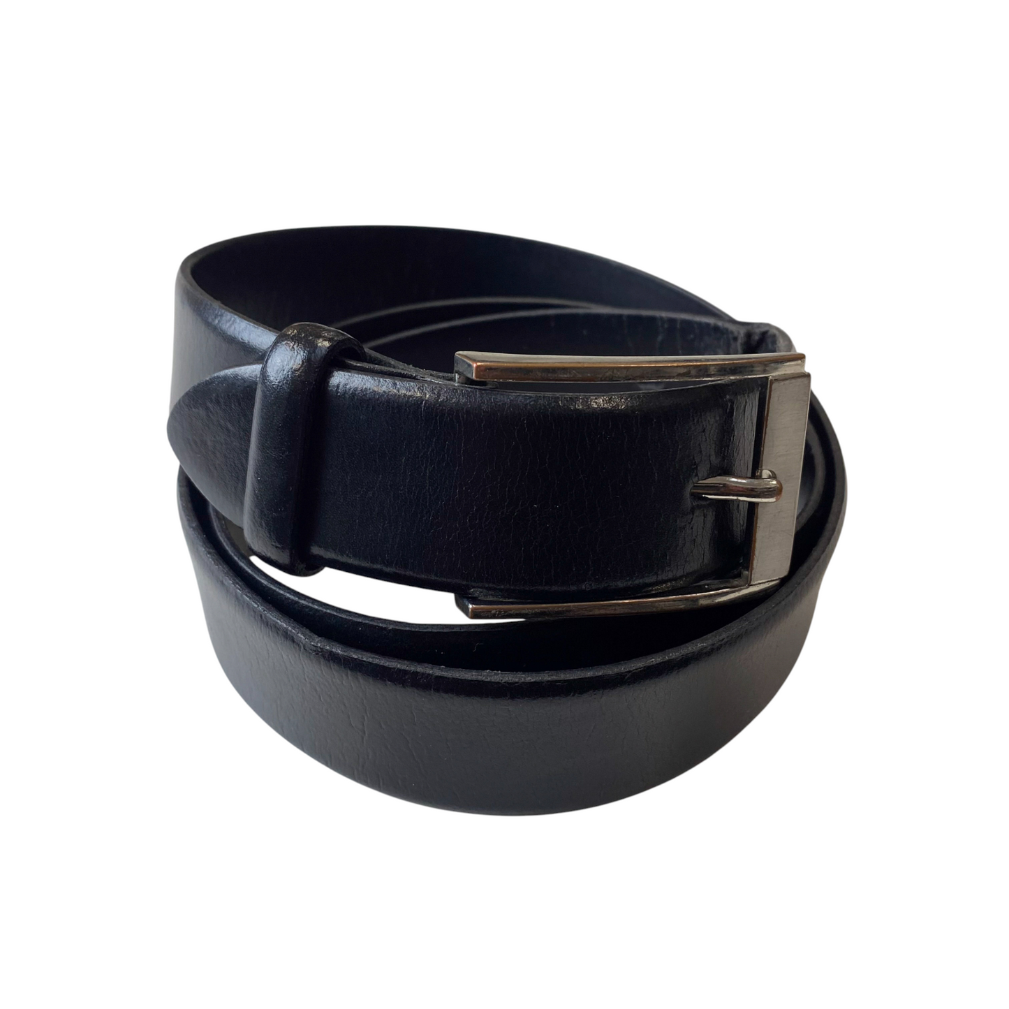 Mens Waist Dress Belt Black Leather Formal Adjustable Pin Buckle Size 48 in