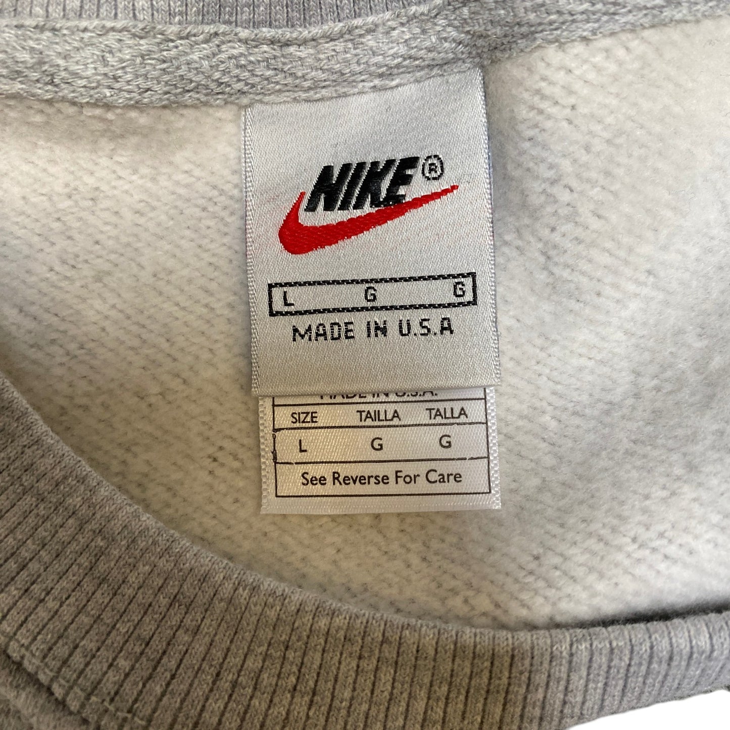 Nike Reworked Sweatshirt Mens Large Grey Embroidered Spellout Logo Vintage Y2K