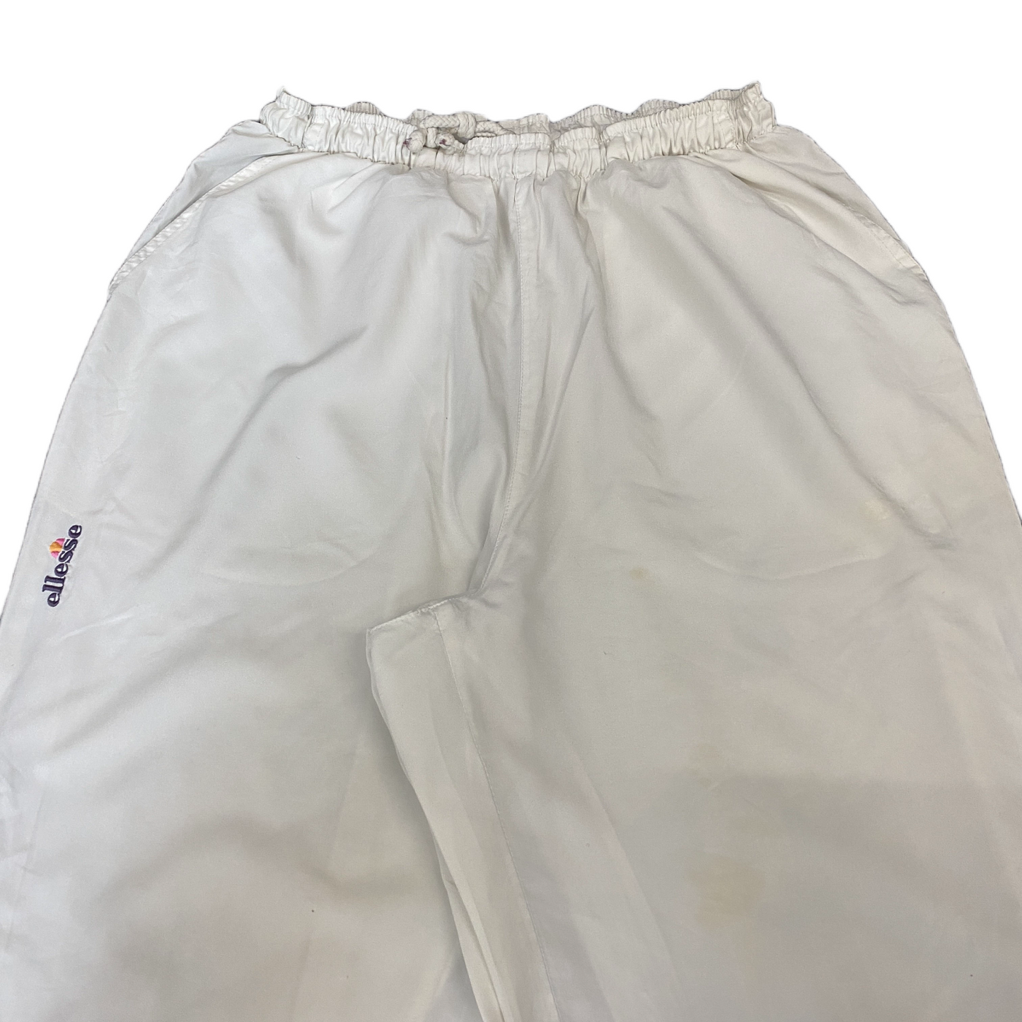 Ellesse Joggers Fits as Womens 25" Waist White Side Zip Drawstring Trousers