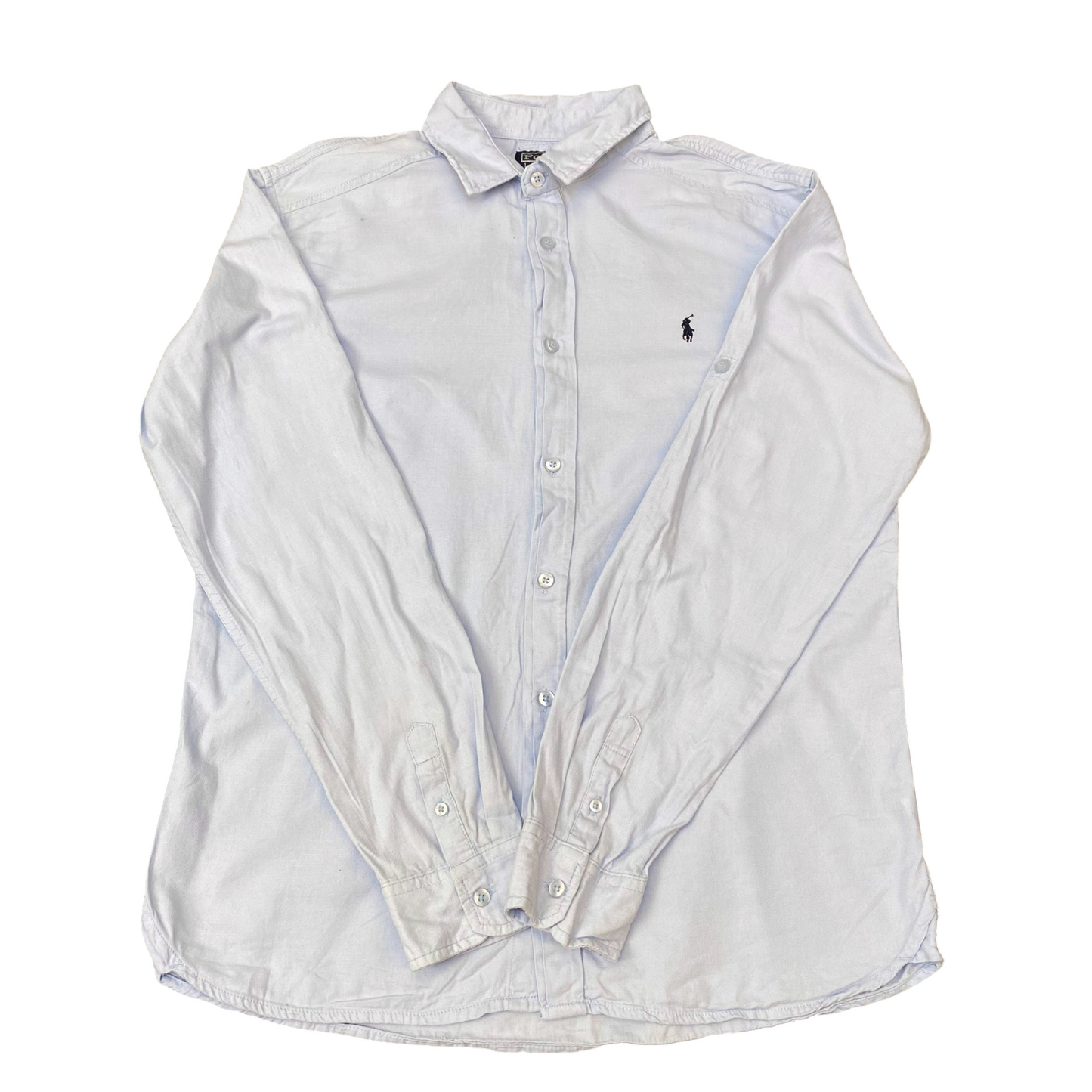 Polo Ralph Lauren Shirt Mens M Blue Long Sleeve Black Pony Logo Button Down