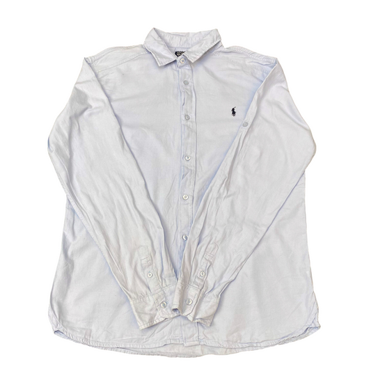 Polo Ralph Lauren Shirt Mens M Blue Long Sleeve Black Pony Logo Button Down