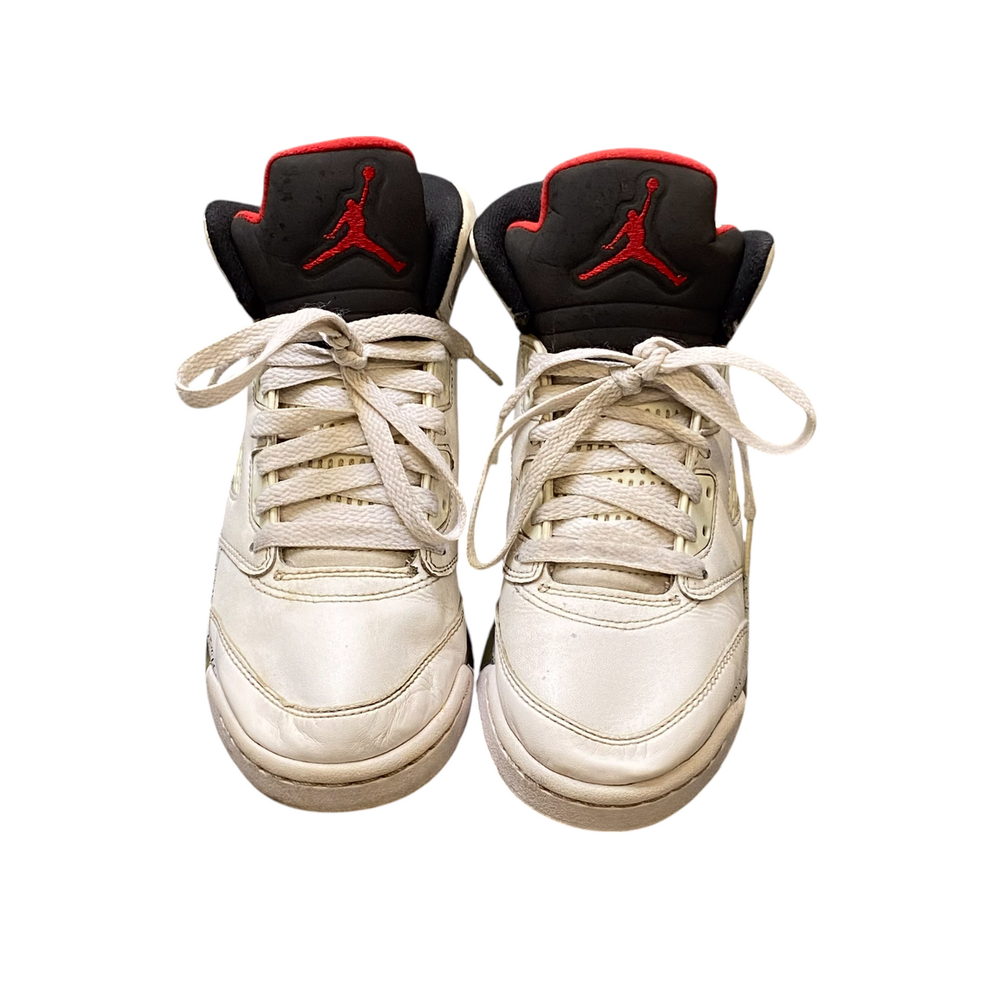 Air Jordan 5 Sneakers Trainers Youth 4.5 White Cement Athletic Logo 440888-104