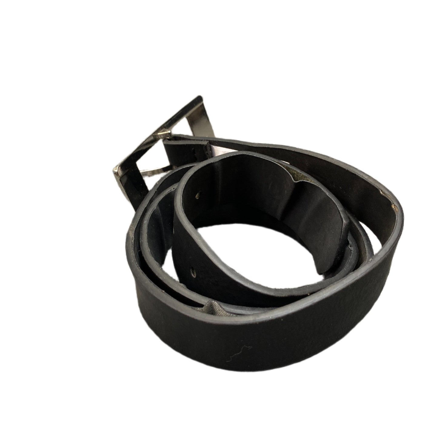 BDC Waist Belt Mens Black Leather Adjustable Rectangular Buckle 36.5 Inches