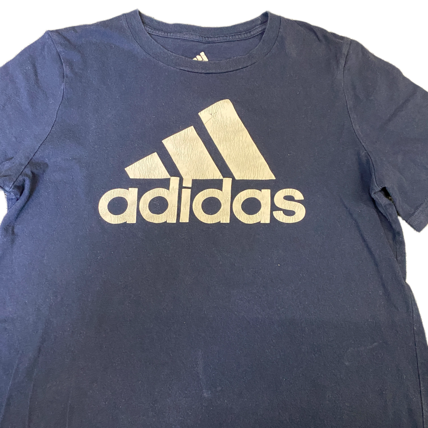 Adidas T-Shirt Girls M Blue Graphic Logo Short Sleeve Crew Neck Pullover Tee