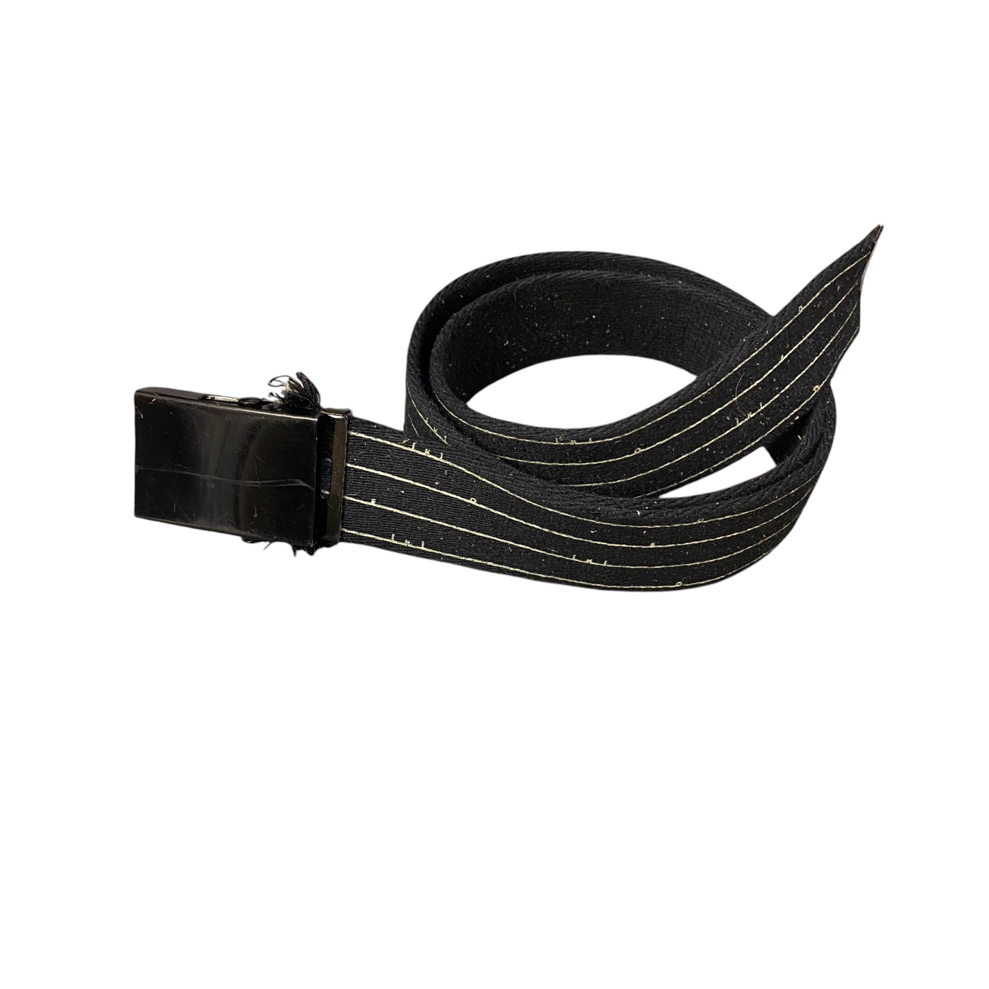 Mens Golf Webbing Belt Black White Striped Adjustable Clamp Buckle Size 40 in