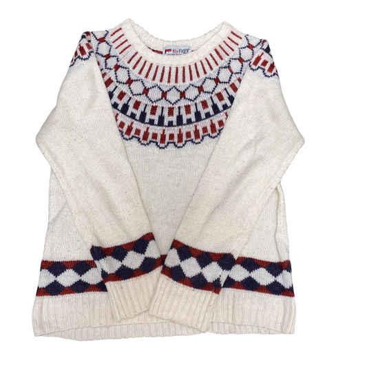 A439 H by Figer Jumper Womens Medium Cream Fair Isle Nordic Knit Cool Classic Fi