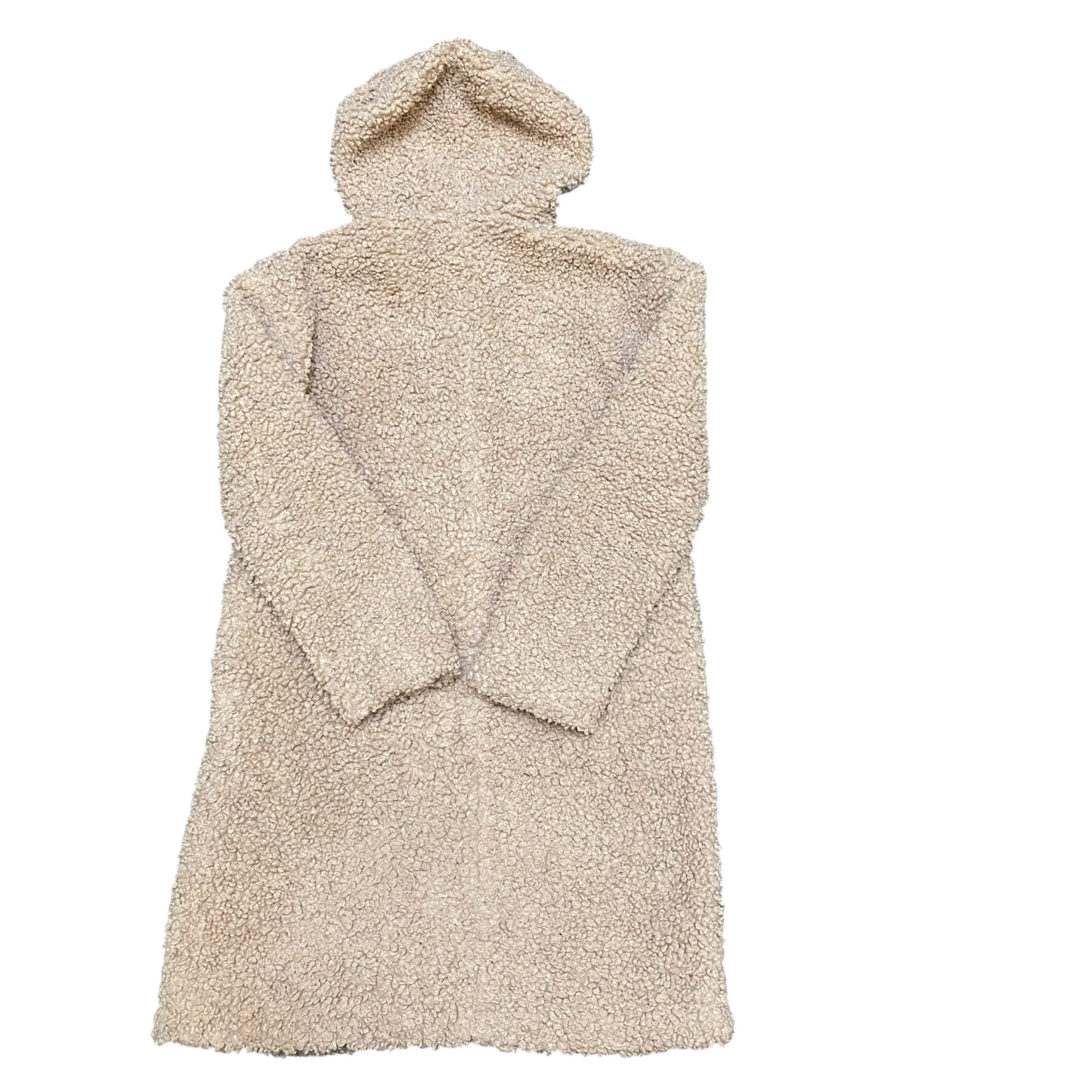 Amisu Teddy Sherpa Coat Womens Medium Beige Stretch Outerwear Hooded Full Zip