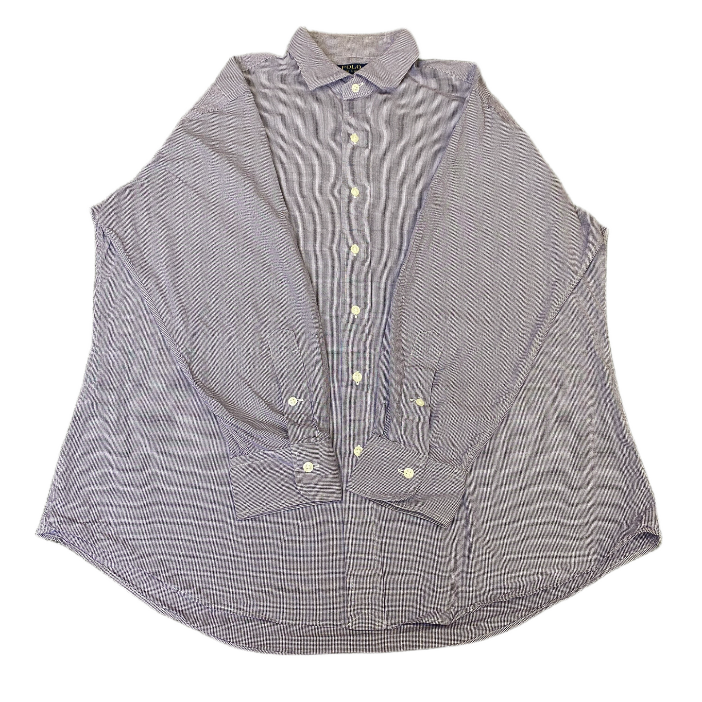 Polo Ralph Lauren Dress Shirt Mens 17 Grey Custom Fit Long Sleeve Button Up