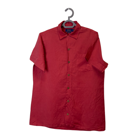 Ralph Lauren Shirt Mens Small Pink Short Sleeve Single Chest Pocket Button Down