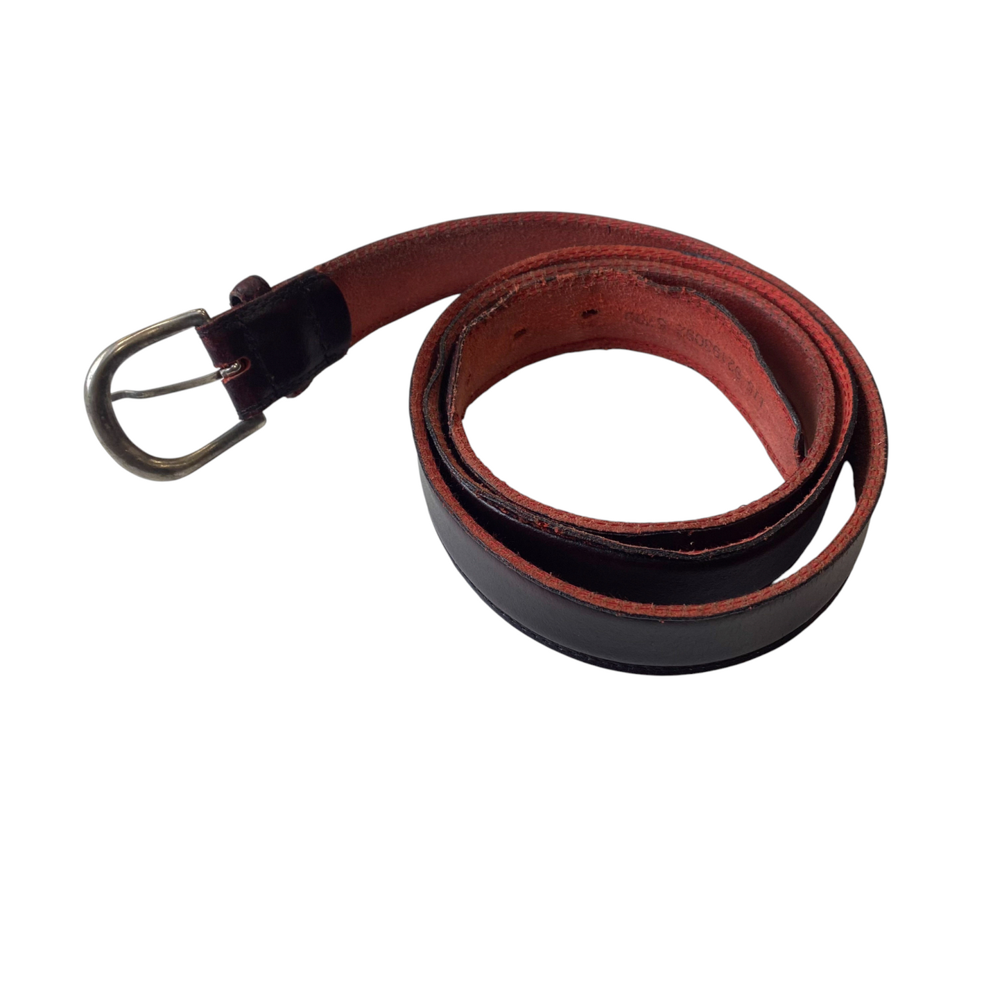 Mens Casual Waist Belt Brown Leather Adjustable Silver Pin D-Buckle 50 in