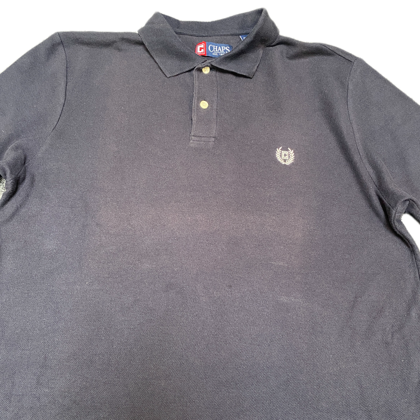 Chaps Polo Shirt Mens M Black Stretch Golf Performance High Low Slit Popover