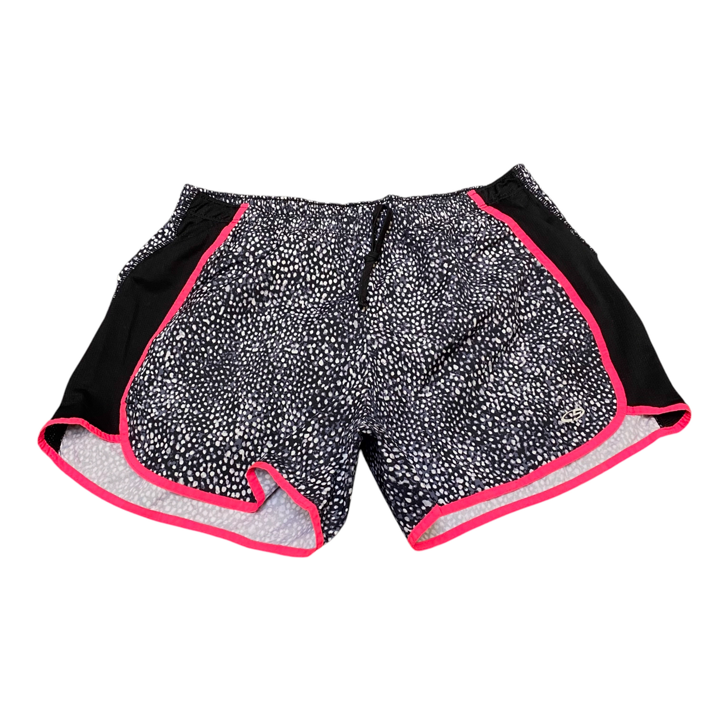 Running Sprinter Shorts Women Small Black White Printed Athletic Fit Dolphin Hem