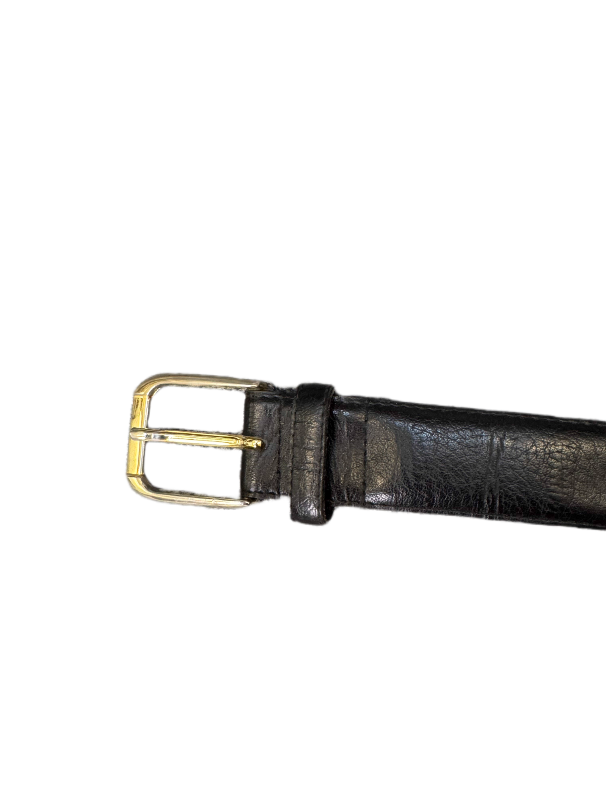 Schuchard & Friese Waist Belt Mens Black Leather Gold Tone Buckle 41.5 inches