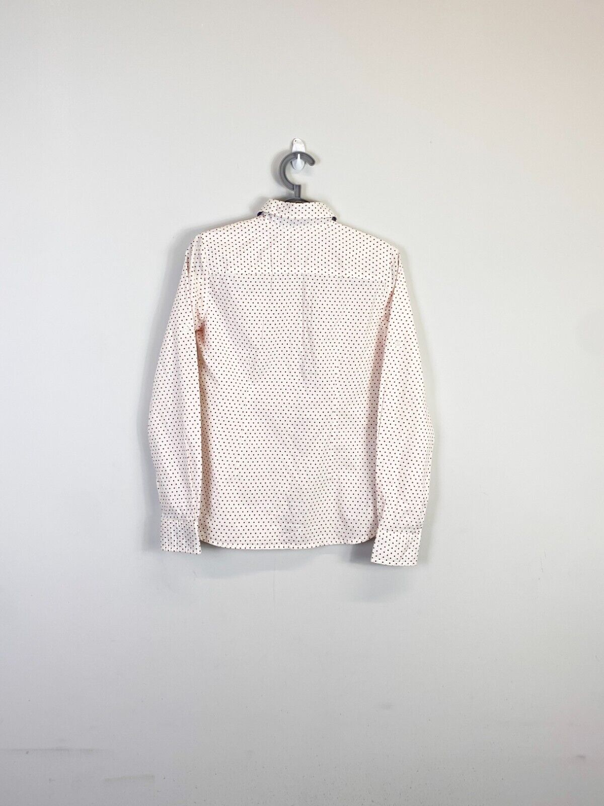 Tommy Hilfiger Shirt Women XS White Red Polka Dot Detailed Pockets Button Down