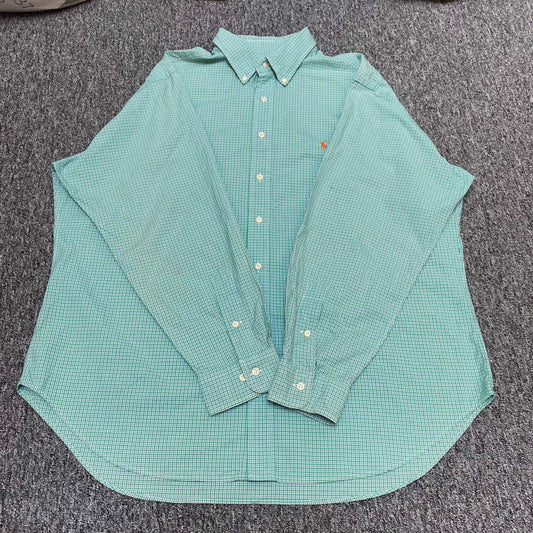 Ralph Lauren Formal Shirt Mens XL Green Checkered Classic Fit Logo Button Up