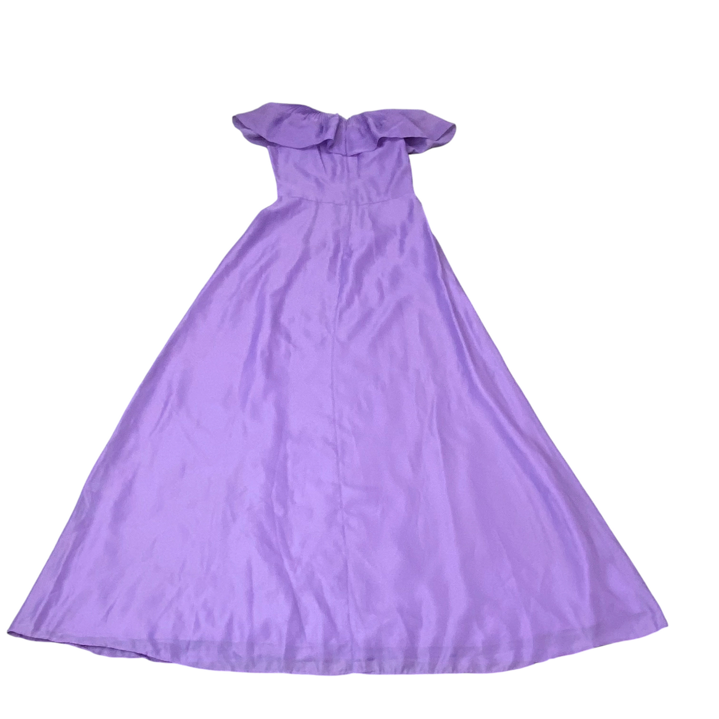 Long Maxi Dress Womens S Purple Solid Ruffled Collar Casual Back Zip Outdoor