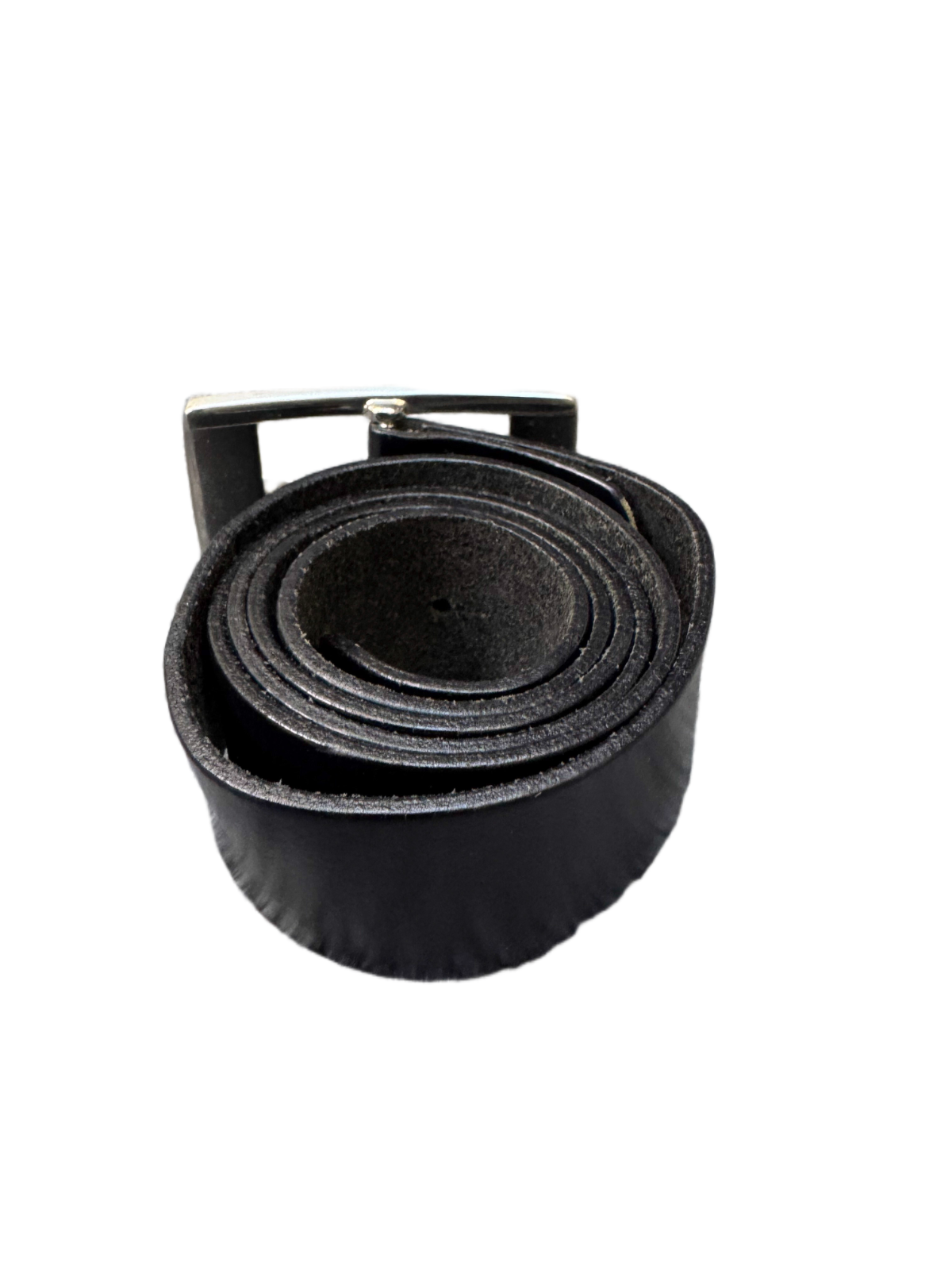 Esprit Waist Belt Womens Black Leather Embossed Logo Silver Pin Buckle 39 inches