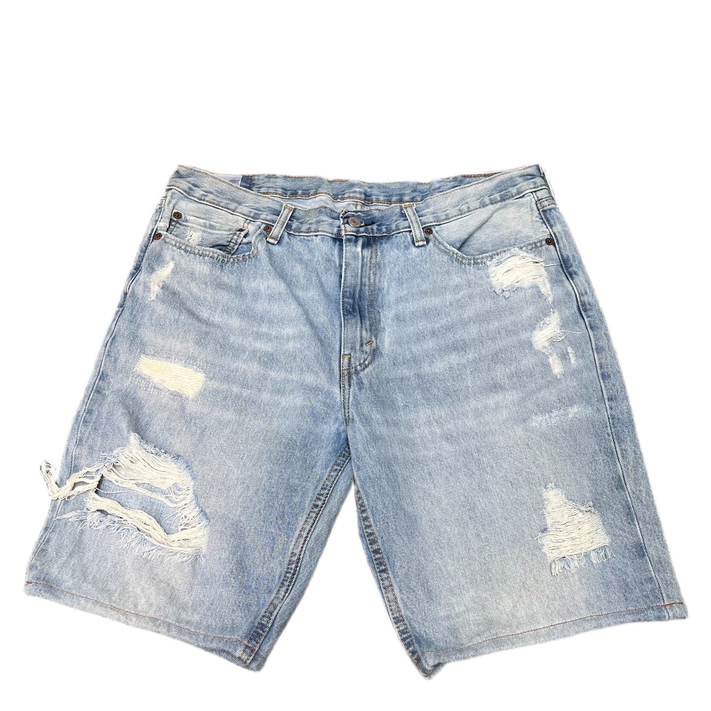 Levi's 511 Jean Shorts Fits as Men XL 37" Waist Blue Denim Light Wash Distressed