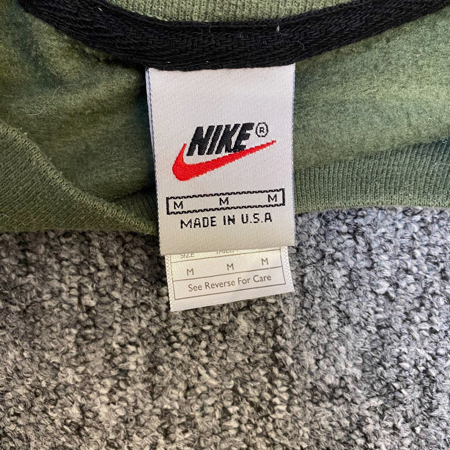 Nike Reworked Sweatshirt Mens M Green Grey Embroidered Spellout Logo Vintage Y2K