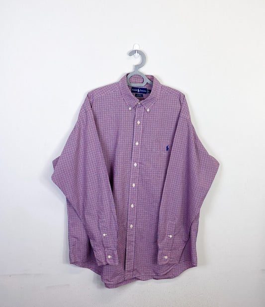 Ralph Lauren Shirt Mens Large Pink Checkered Blake Classic Pony Logo Button Down