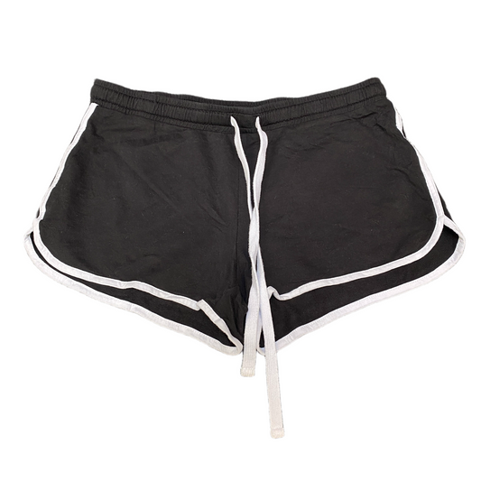 Running Sprinter Shorts Womens Large 33" Waist Black Gym Athletic Dolphin Hem