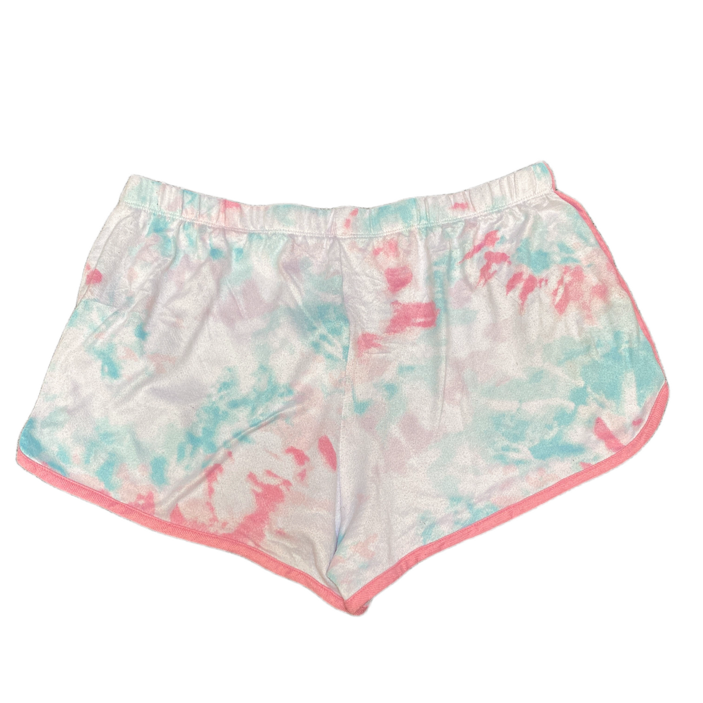 Running Sprinter Shorts Womens L 30" Waist Multi Tie Dye Athletic Dolphin Hem