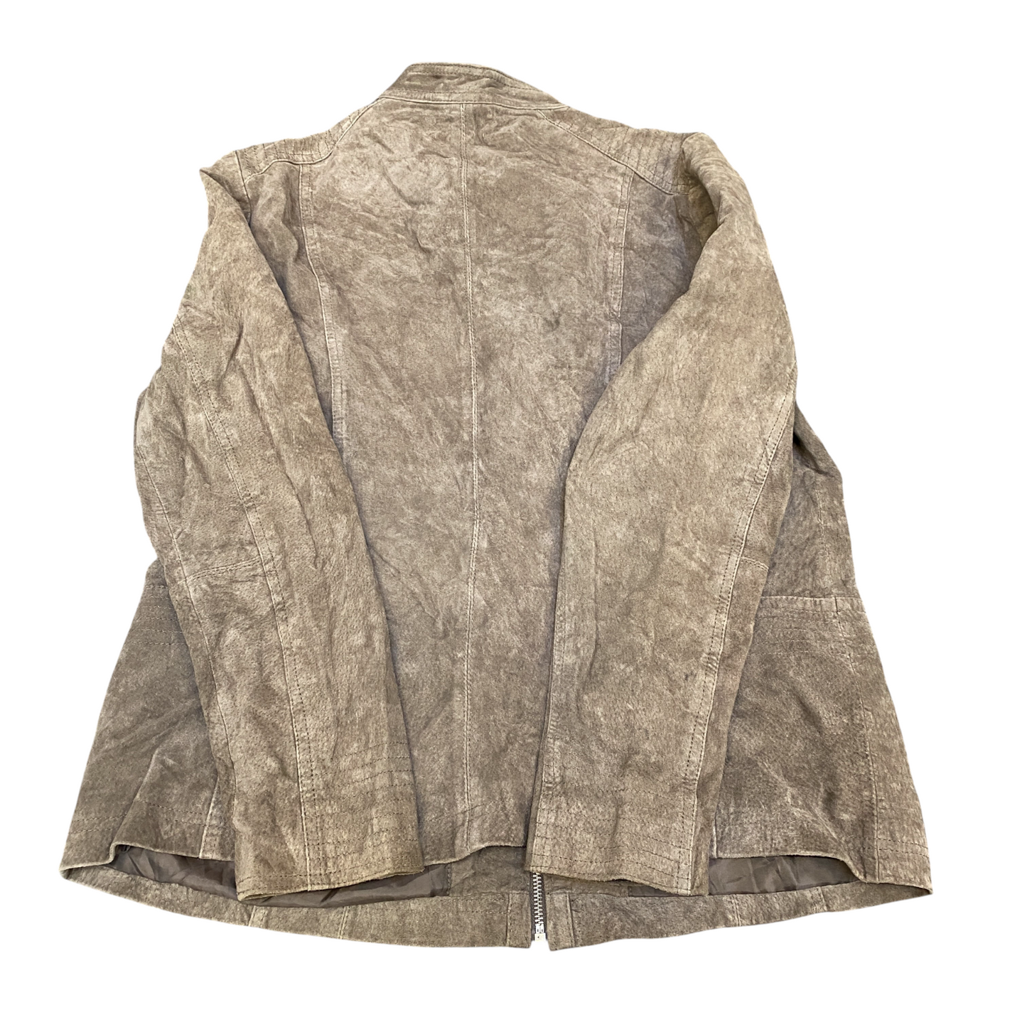 The Outerwear C&A Suede Leather Biker Jacket Womens Large Brown Lined Full Zip