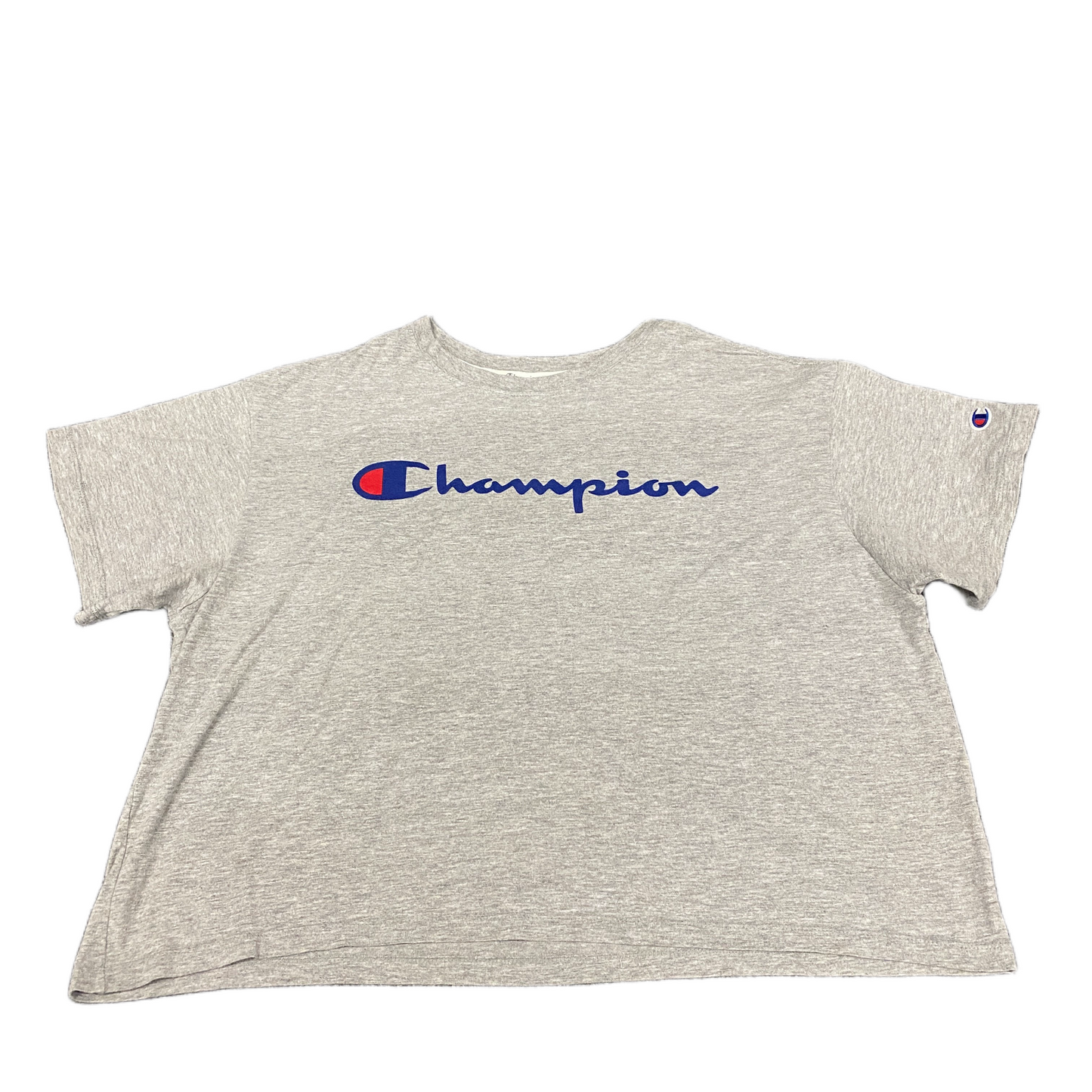 Champion T-Shirt Womens L Grey Graphic Logo Short Sleeve Crew Neck Pullover Tee
