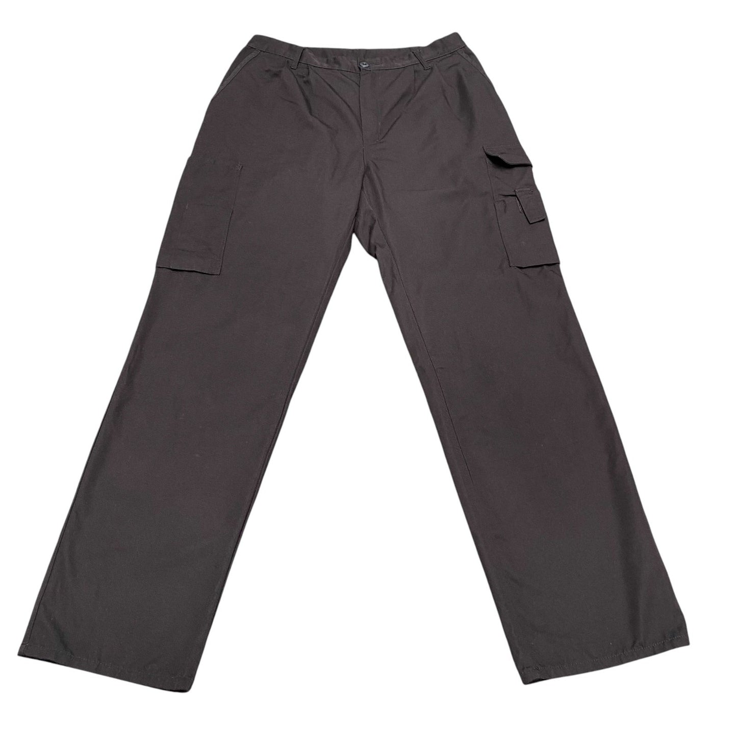 Mens Cargo Trousers Medium Dark Brown Pockets Comfort Flat Front Comfort Preppy