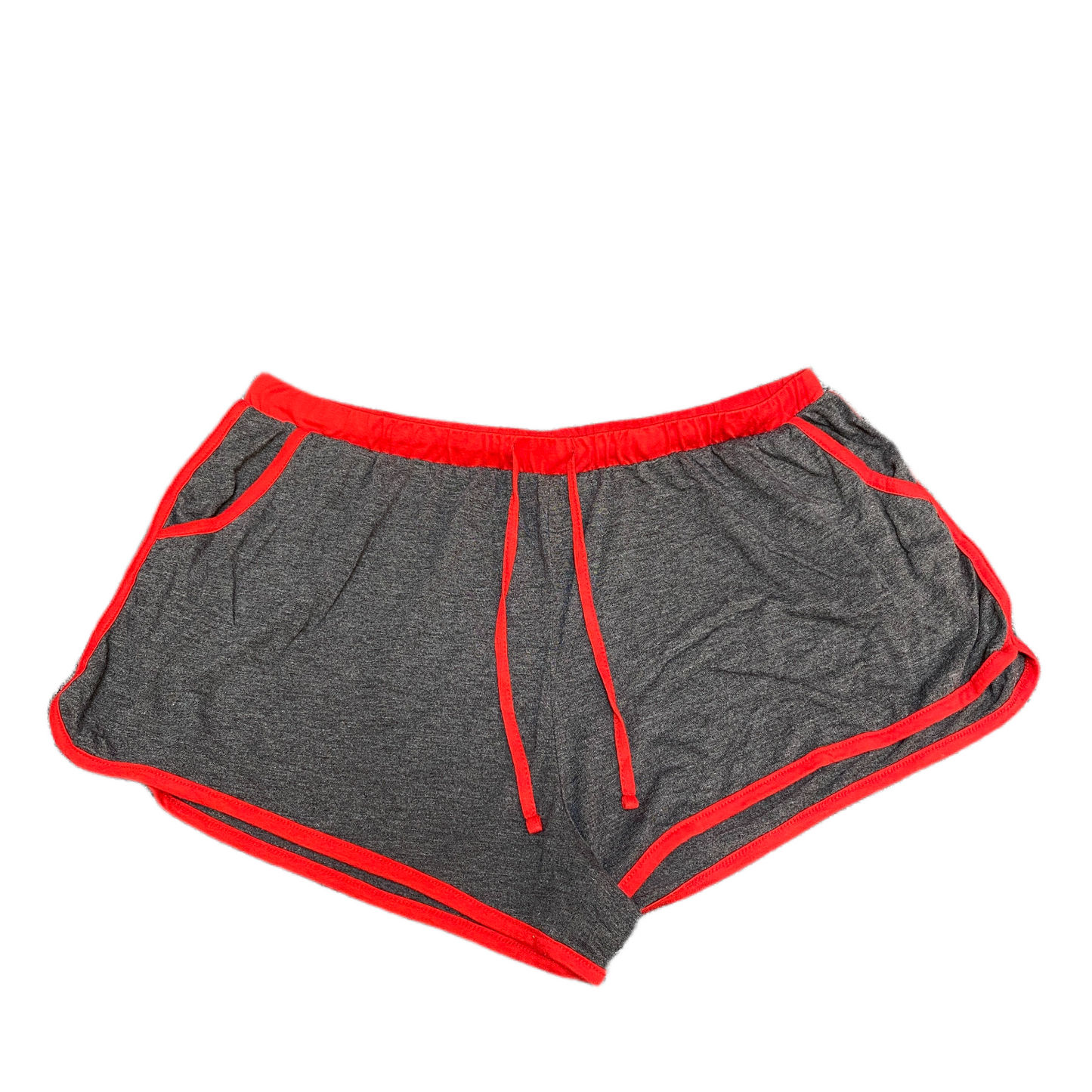 Running Sprinter Shorts Womens XL 34" Waist Grey Red Athletic Gym Dolphin Hem